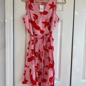 J. Crew Pink Dress with Red Sea Life Print 8 NWT